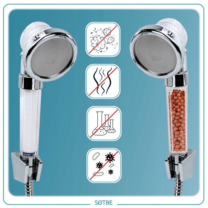 Słuchawka prysznicowa Wysokociśnieniowa 3W1 z filtrami Oszczędzająca Wodę
