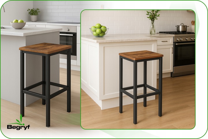 Hoker ciemny brąz taboret do kuchni barowy nowoczesny DO JADALNI LOFT