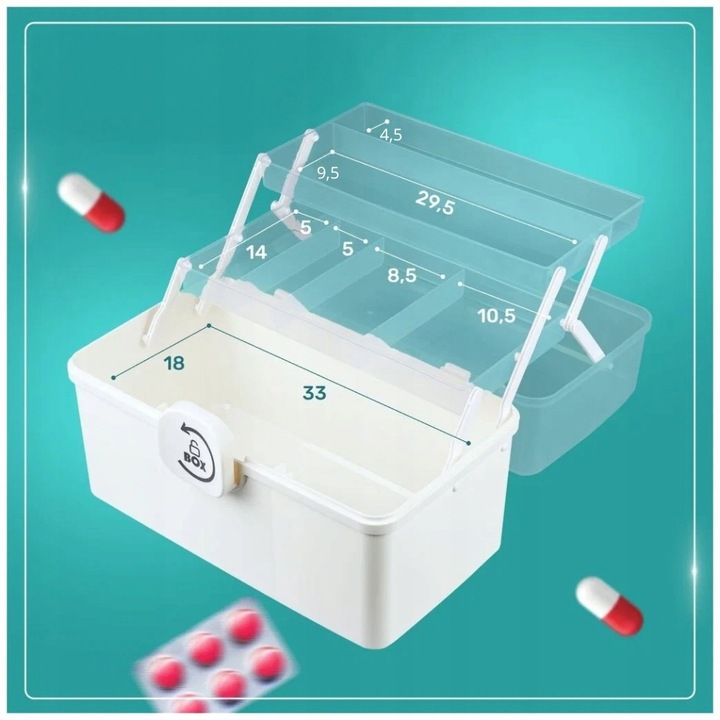 Organizer na leki skrzynka kuferek pojemnik tabletki zamykany