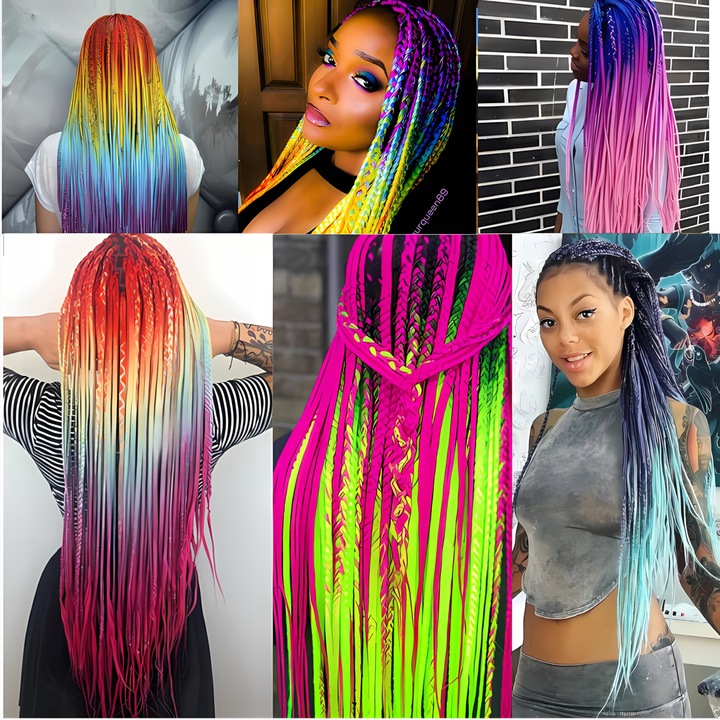 3X WŁOSY SYNTETYCZNE DO WARKOCZYKÓW KOLOROWE WARKOCZYKI TĘCZA DOCZEPY 130CM