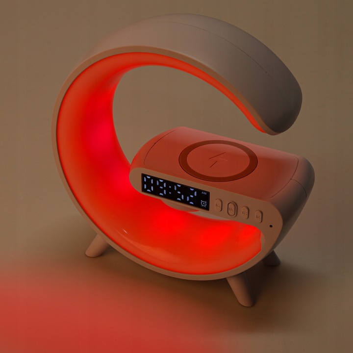 LAMPKA BIURKOWA LED RGB GŁOŚNIK RADIO gamingowa ŁADOWARKA INDUKCYJNA