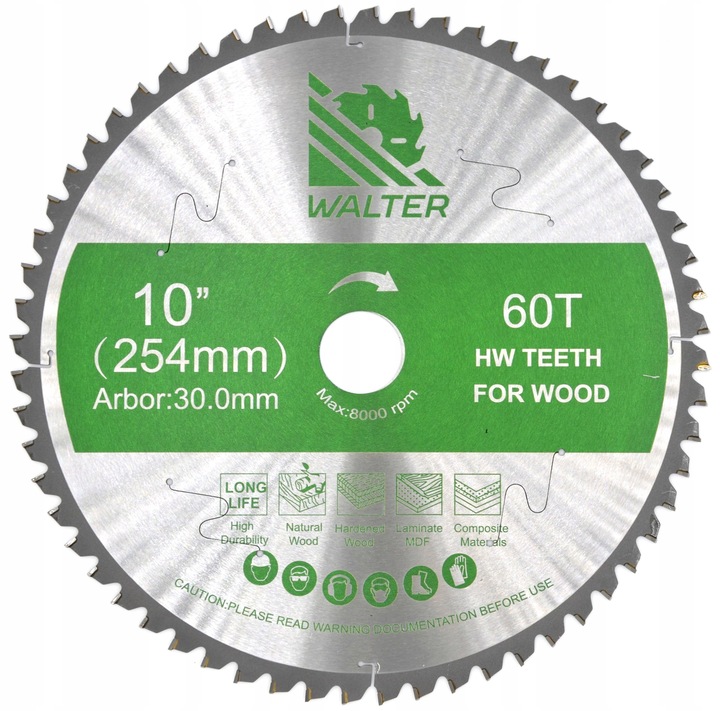 Tarcza Piła do drewna widiowa WALTER 254x30 z60