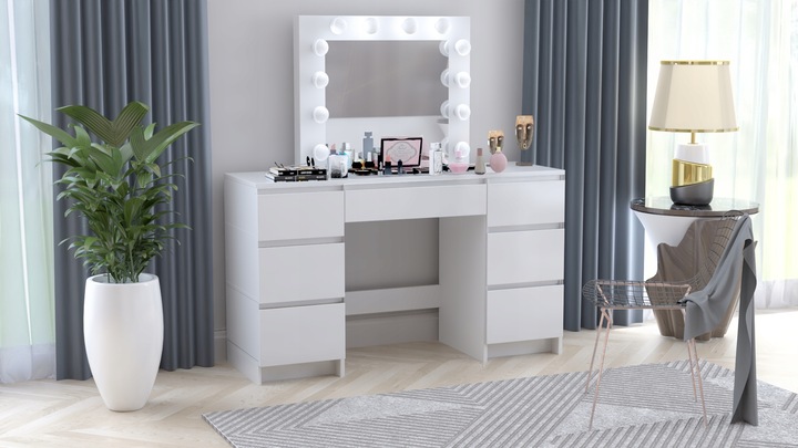 TOALETKA kosmetyczna BIAŁA z lustrem LED 12 wizaż