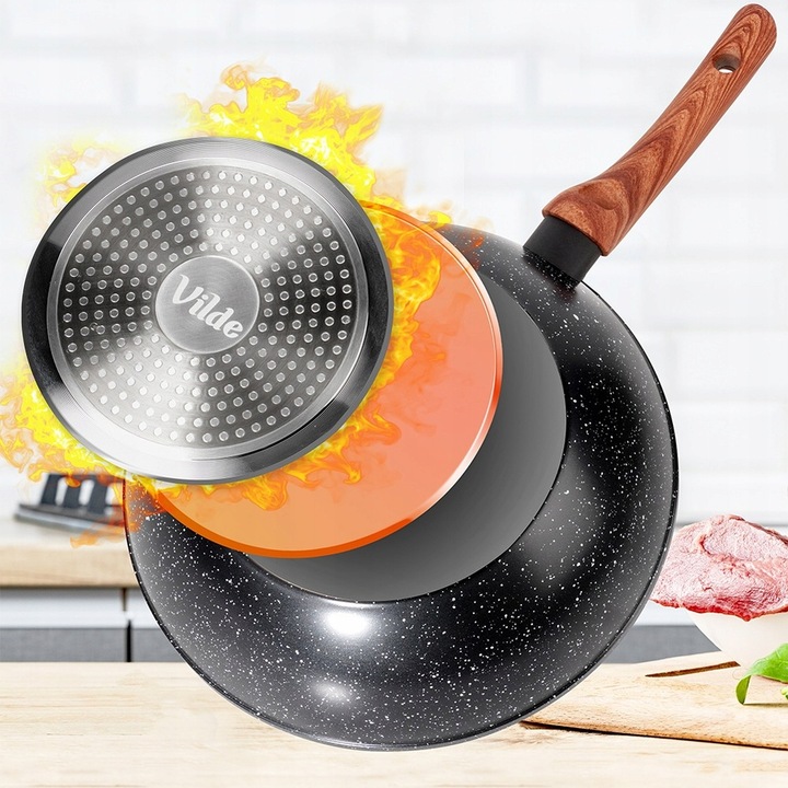 Wok GRANITOWY patelnia głęboka do smażenia duszenia dań azjatyckich 28 cm