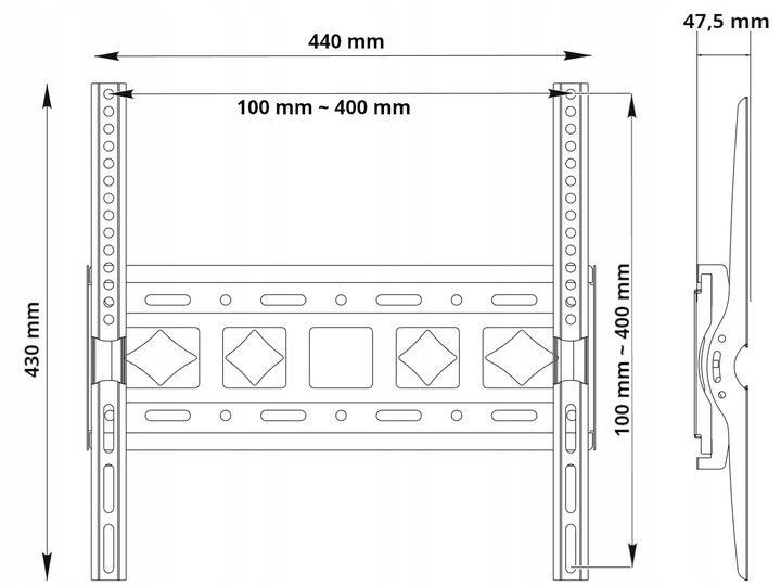Uchwyt do telewizora 26-65 cali wieszak TV uniwersalny extra mocny do 60kg