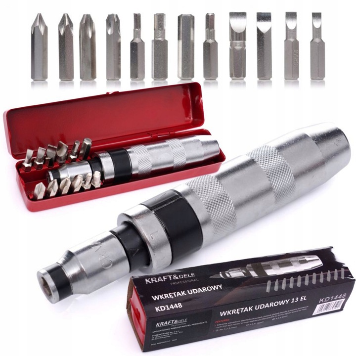 WKRĘTAK WYKRĘTAK UDAROWY DO POBIJANIA Kraft&Dele KD1448 ZESTAW BITSY
