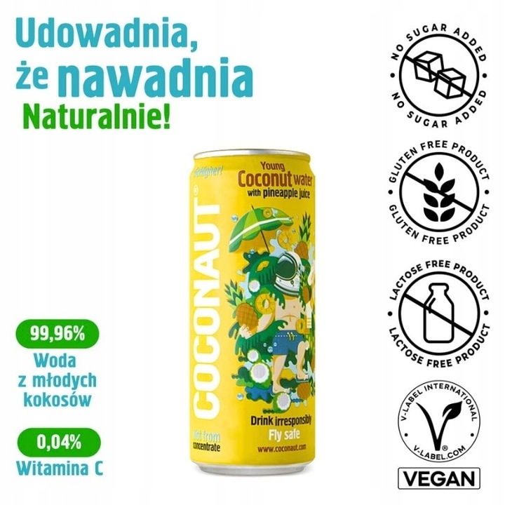 Woda kokosowa Coconaut z sokiem ananasowym 12 x 320ml niegaz