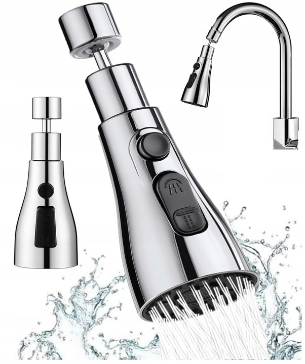 PRZEDŁUŻACZ do KRANU AERATOR PERLATOR ADAPTER KUCHENNEGO KRANU 3 funkcje