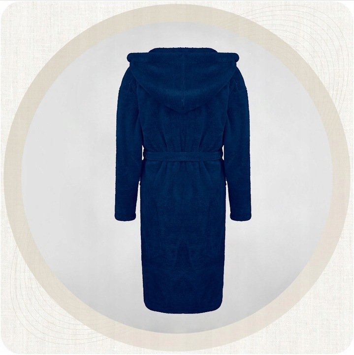 Granatowy szlafrok męski z kapturem ciepły miękki S / M