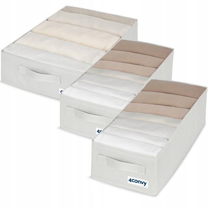 Zestaw 3x organizer pudełko pojemnik na ubrania bieliznę do komody M A