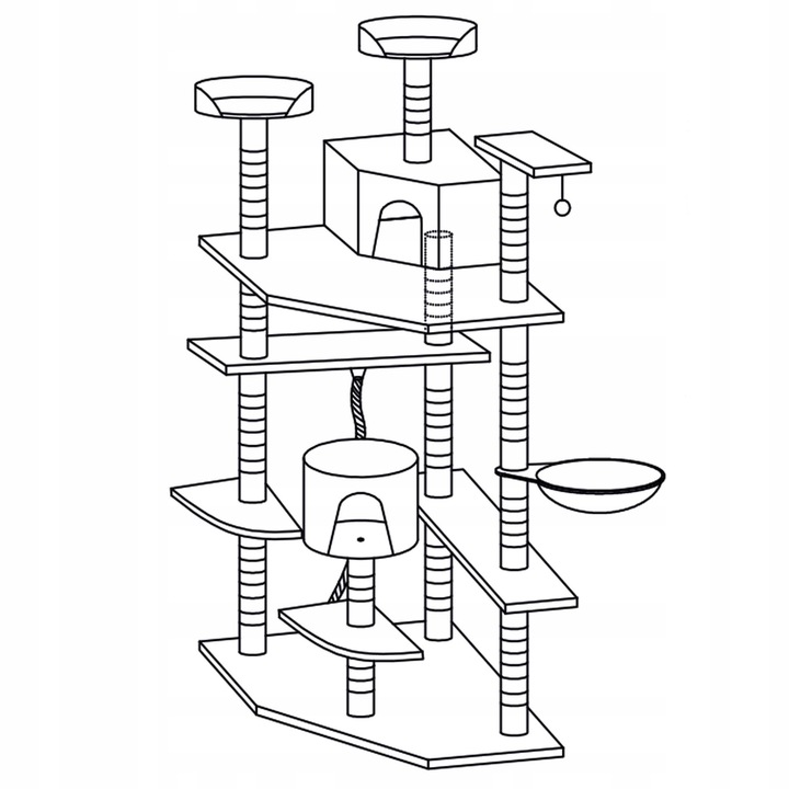 DRAPAK DLA KOTA KOTÓW WYSOKI DUŻY WIEŻA LEGOWISKO DOMEK 11 POZIOMÓW SŁUPEK