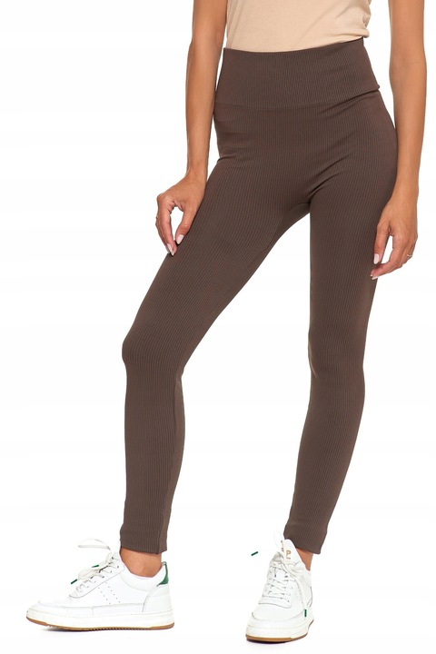 Legginsy Prążkowane Damskie z Wysokim Stanem Modne Fit Getry MORAJ L/XL