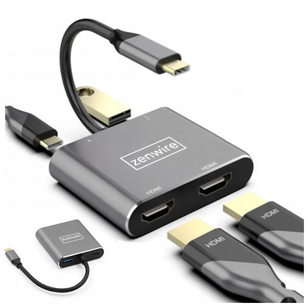 ADAPTER HUB Przejściówka USB-C 3.1 4W1 2x HDMI 4K USB 3.0 Power Delivery PD