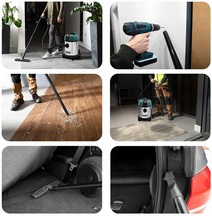 Odkurzacz przemysłowy bezworkowy do pyłu gruzu na sucho mokro