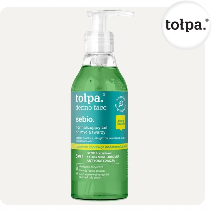 Żel do Mycia Twarzy Normalizujący na Zaskórniki Trądzik Sebio 195ml