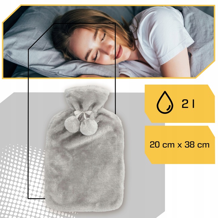 Duży Termofor Gumowy w Pokrowcu Ogrzewacz Pluszowy w Sweterku na Wodę XXL