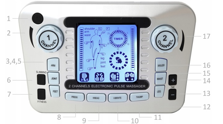 ELEKTROSTYMULATOR TENS EMS ELEKTRODY 3 RODZAJE + BAT