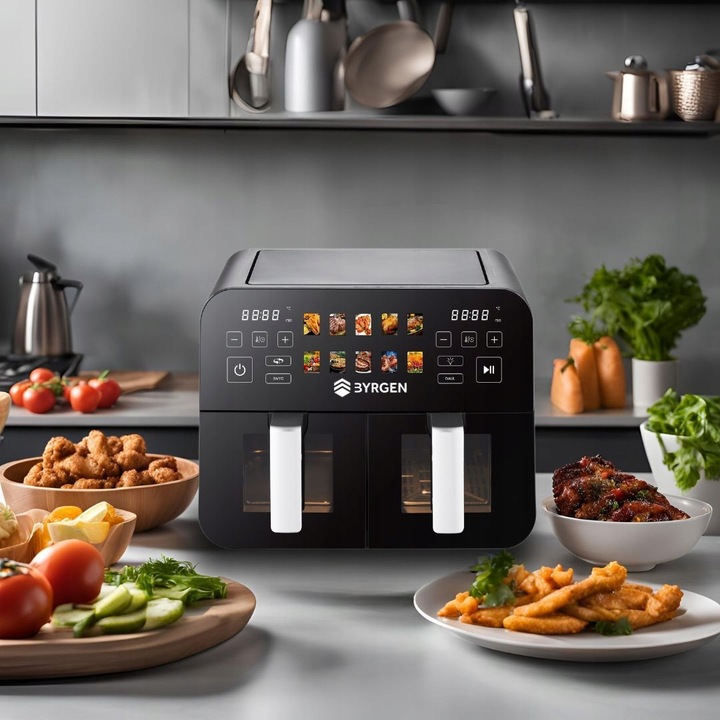 Frytkownica Beztłuszczowa Air Fryer BYRGEN 9L dwukomorowa 2400W