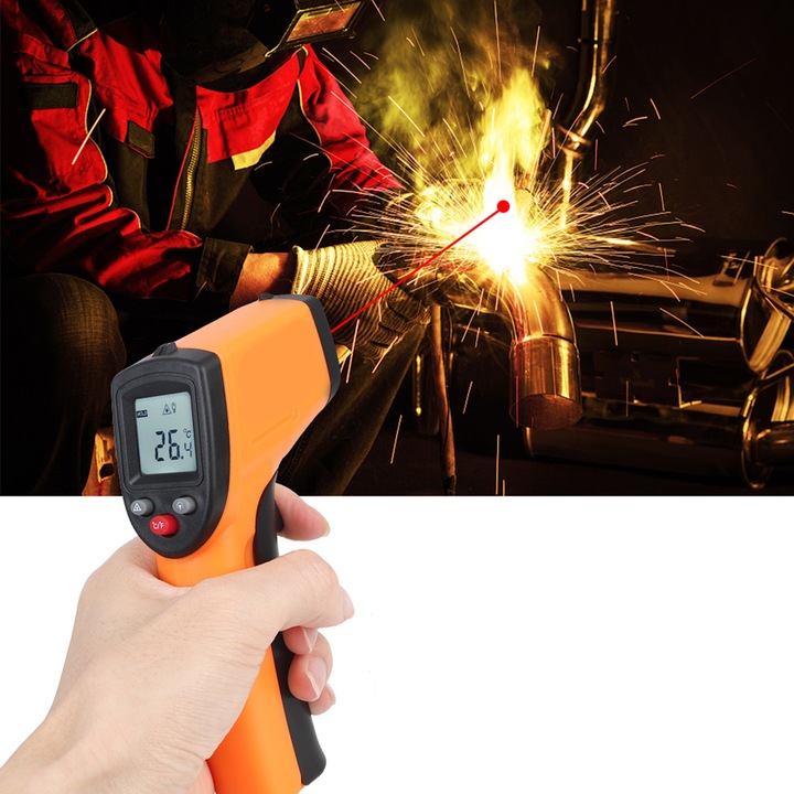 MIERNIK PIROMETR LASEROWY TEMPERATURY TERMOMETR BEZDOTYKOWY -50 +550 WH550