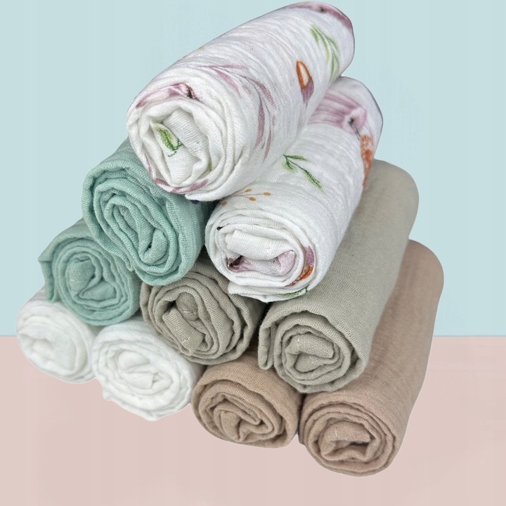 Plumeri Pieluszki muślinowe zestaw kolorów 10 szt. 50x30 cm