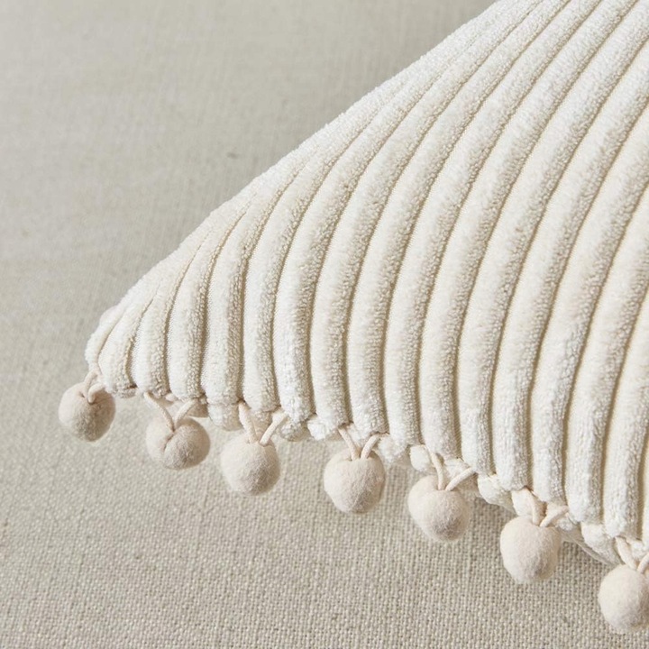 Poszewka na Poduszkę 45x45 Jaśka Boho Dekoracyjna Ozdobna Beżowa Jedwabna