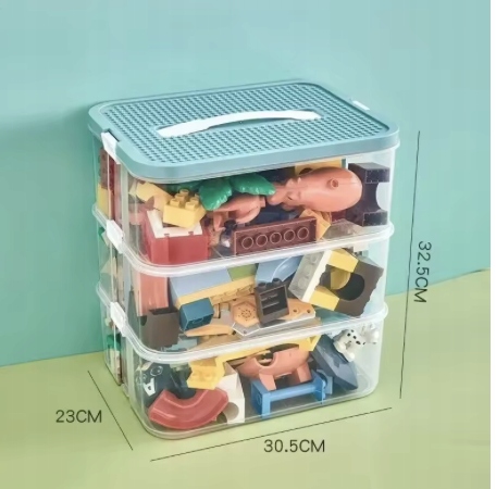 PUDEŁKO NA KLOCKI POJEMNIK NA LEGO PLASTIKOWE Z PRZEGRÓDKAMI 4 POZIOM dosmo