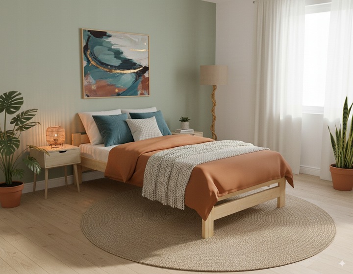 Łóżko sosnowe nielakierowane 80 cm x 200 cm ze stelażem