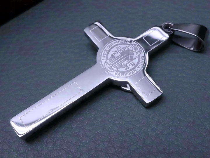 GRUBY SREBRNY ŁAŃCUSZEK Z KRZYŻYKIEM 316L PREMIUM