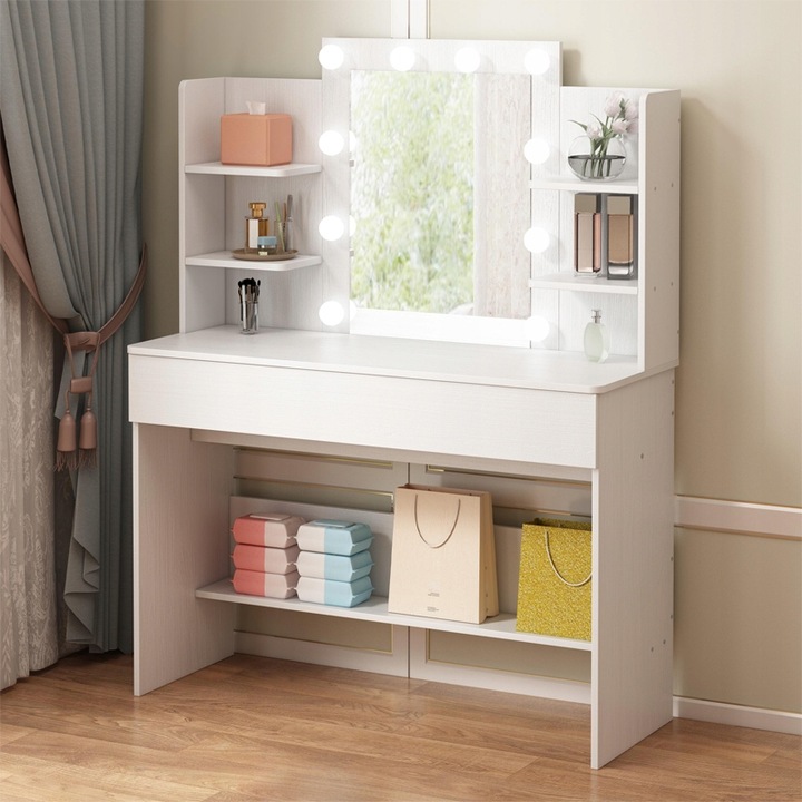 TOALETKA KOSMETYCZNA MAKIJAŻU WIZAŻU Z LUSTREM LED LOFT NOWOCZESNA 110