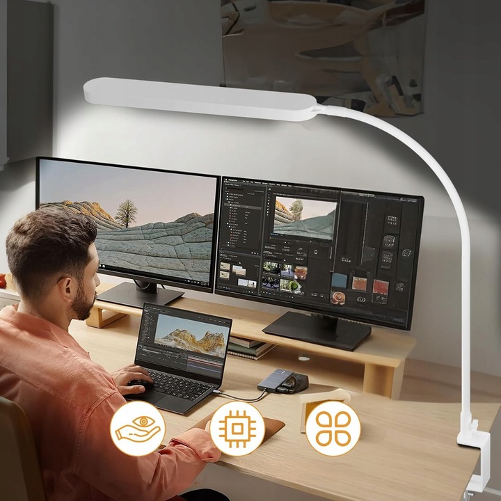 Lampka Na Biurko Biurkowa LED Do Czytania Regulowana Włącznik 10W 3