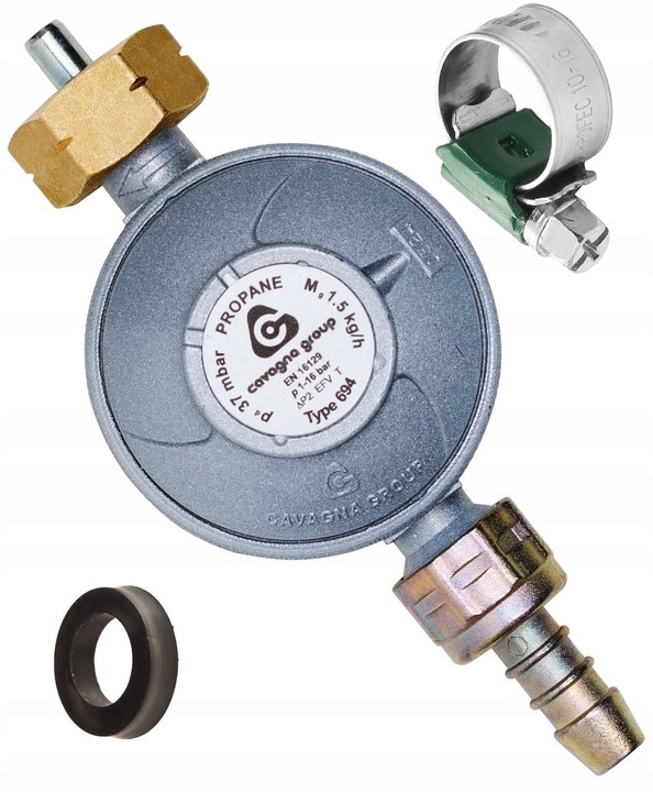 WŁOSKI REDUKTOR butli z ZAWOREM wypływu gazu +BEZPIECZNIK termiczny