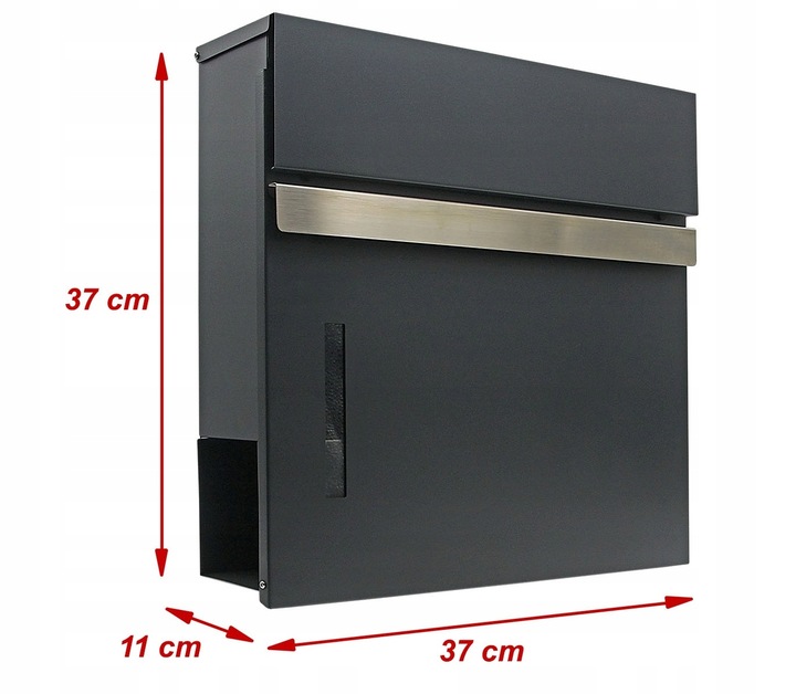 Skrzynka na listy wrzutnia z NUMEREM DOMU ADRESEM DRUK UV ANTRACYT