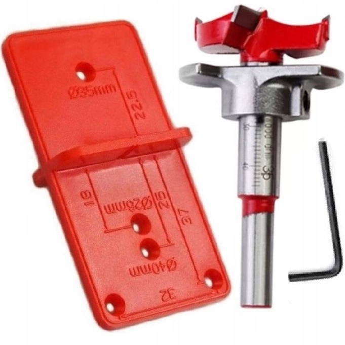 ZESTAW frez do zawiasów puszkowych 35 Z PROWADNICĄ SZABLONEM