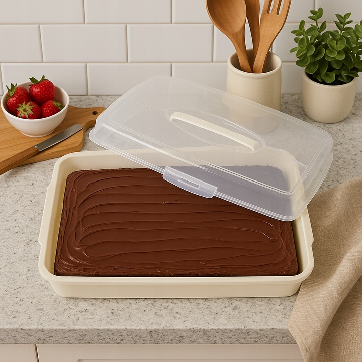 POJEMNIK NA CIASTO DUŻY BOX Z POKRYWĄ NA ŻYWNOŚĆ UCHWYT TRANSPORTER