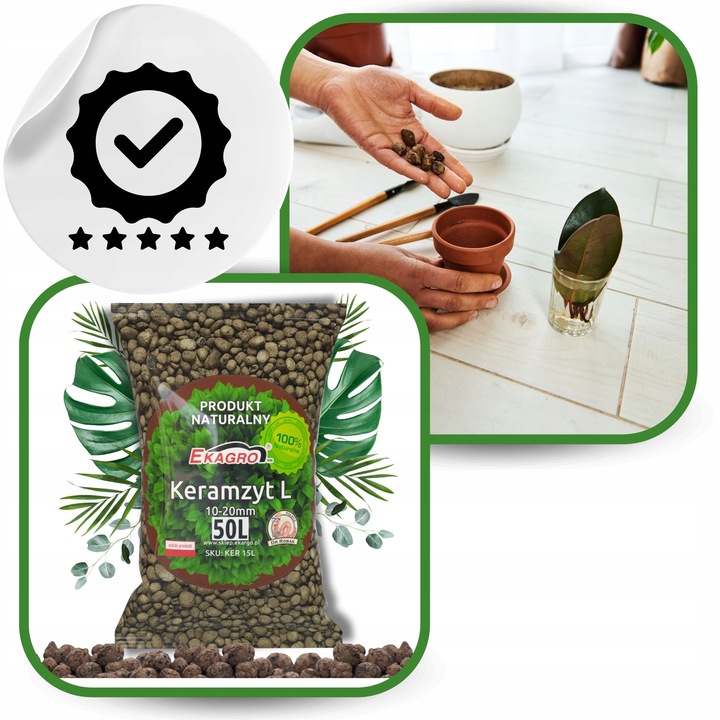 Keramzyt ogrodniczy do drenażu gruby doniczkowy hydroponika 2 x 50 L