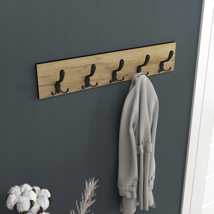 WIESZAK ŚCIENNY WISZĄCY NA UBRANIA WISZĄCY DĄB CRAFT CZARNY DUŻY