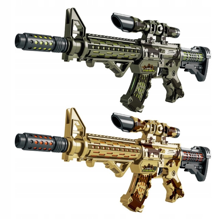 KARABIN MASZYNOWY ZABAWKA BROŃ DŹWIĘK ŚWIATŁA LED
