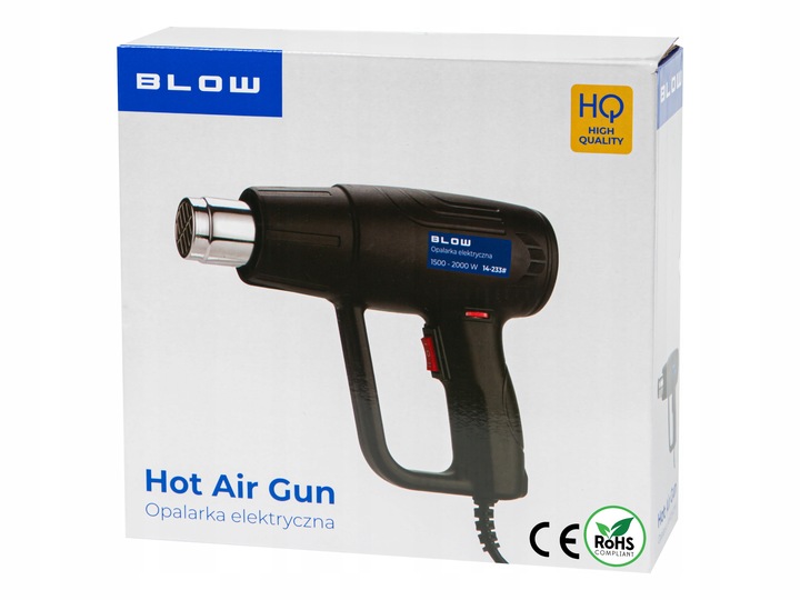 OPALARKA ELEKTRYCZNA 2000W REGULACJA 230V 2 BIEGI 100-600°C MOCNA + 4