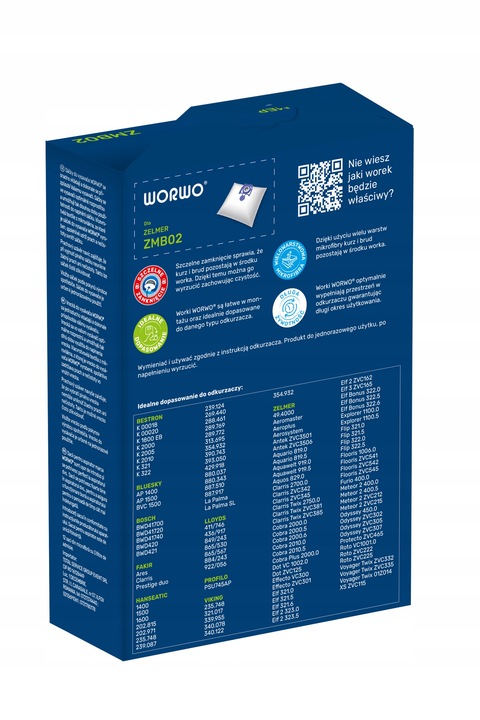 12x WORKI ODKURZACZA WORWO ZMB02K DO ZELMER ODYSSEY ELF METEOR