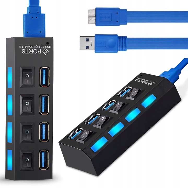 HUB USB ROZDZIELACZ 4 PORTÓW ROZGAŁĘŹNIK USB 3.0