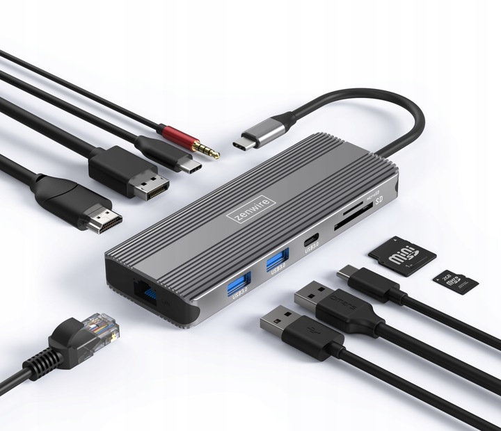 HUB USB-C Adapter 10w1 DisplayPort 1.4 HDMI 2.1 8K 4K 120Hz Display Port M1