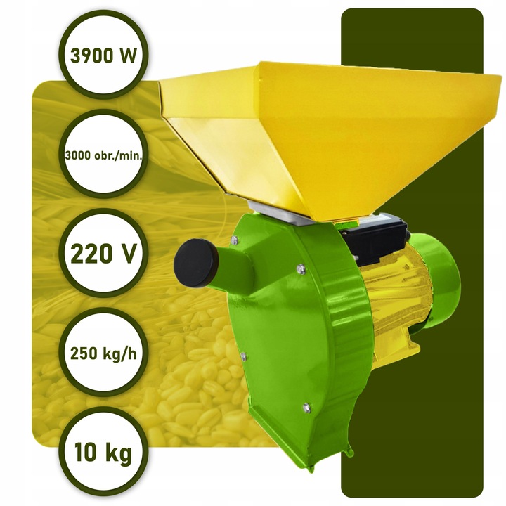 MŁYN DO ZBOŻA / KRUSZARKA 3.9 kW – 4 SITA – DUŻY ZASOBNIK