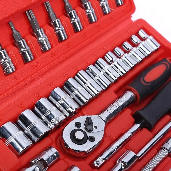 ZESTAW KLUCZY NARZĘDZI NASADOWYCH KLUCZE NASADOWE 46 Elementów TORX