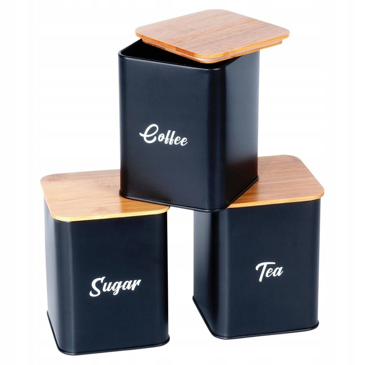 Chlebak CZARNY metalowy bambusowy pojemnik kuchenny na pieczywo chleb