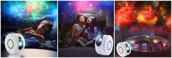 PROJEKTOR GWIAZD NIEBA LAMPKA NOCNA LED RZUTNIK LASEROWY DLA DZIECI + PILOT