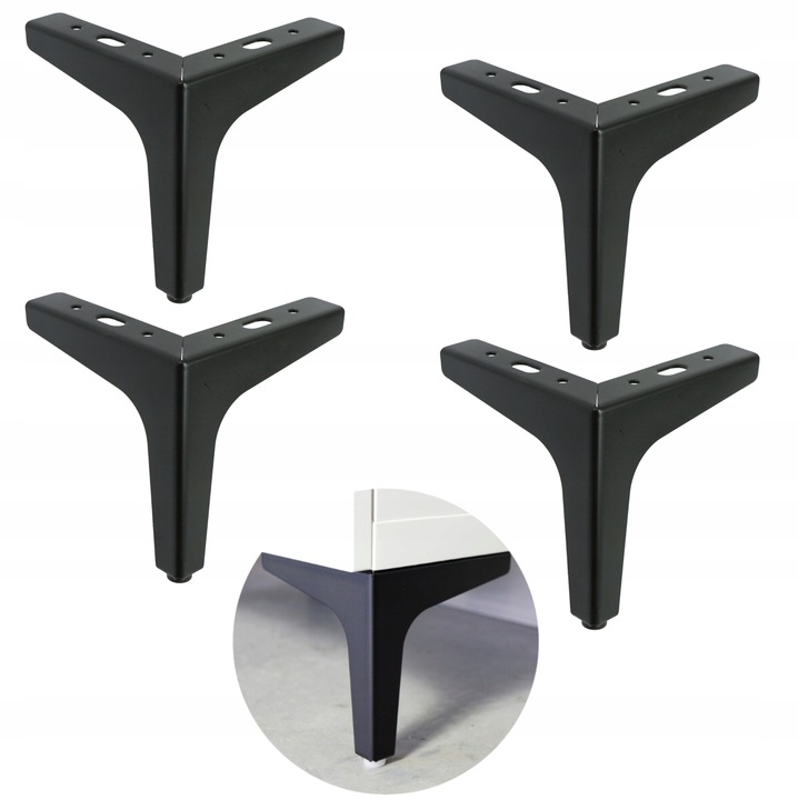 Nogi nóżki meblowe do komody szafy szafki czarny mat loft komplet 15