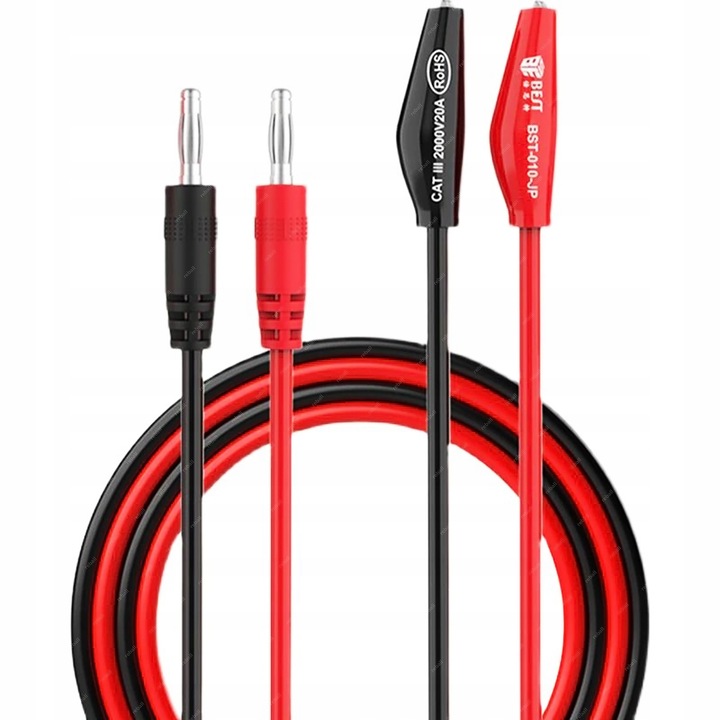 PRZEWODY DO MIERNIKA ZASILACZA LABORATORYJNEGO 2X BANAN KROKODYLEK 20A