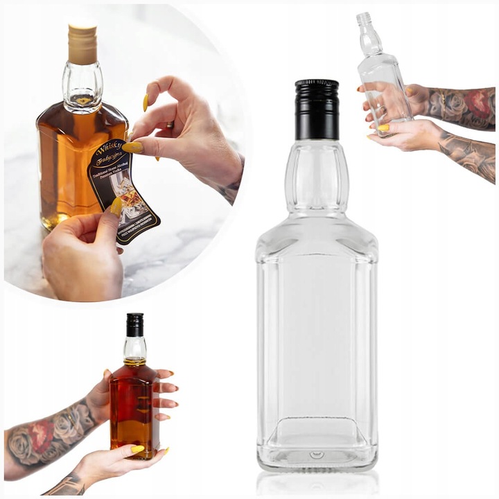 10x Butelki szklane DANIELS 700 ml na Nalewki Whisky Brandy 0,7L 700ml