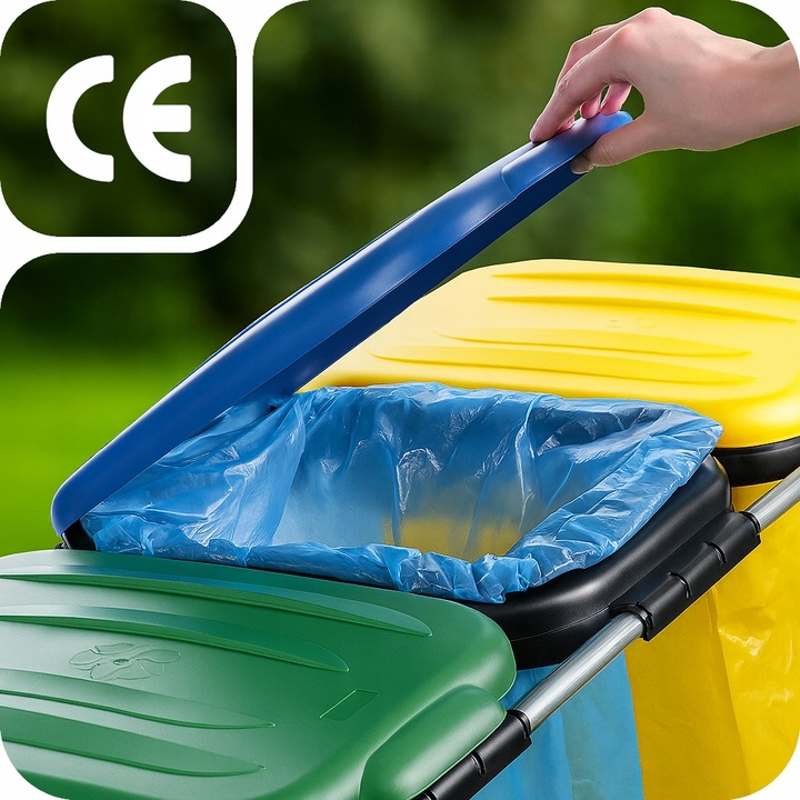 STOJAK METALOWY do Segregacji Śmieci Pojemnik KOSZ NA ODPADY na 3 WORKI