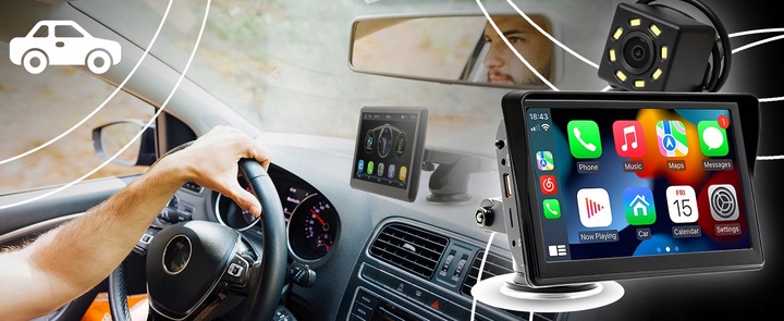 RADIO SAMOCHODOWE 7 CALI ANDROID APPLE CARPLAY KAMERA COFANIA